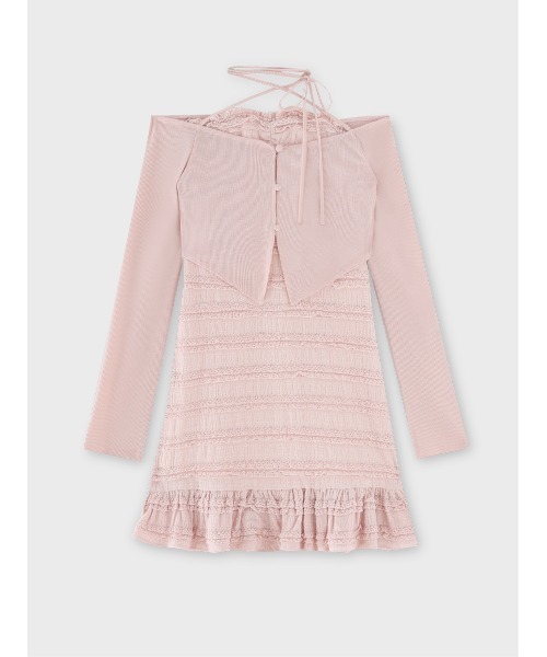 Rib layered frill ensemble onepiece(eme10613)（ワンピース）｜M me
