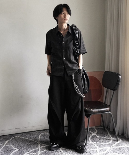CLEL（クレイル）の「【CLEL】Prime TR 3D Tuck Slacks / プライムTR 3Dタックスラックス（スラックス・メンズ・ブラック/チャコールグレー/グレー系・S/L/XS/M）」の4枚目の写真