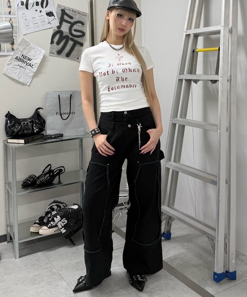 Figments（フィグメンツ）の「ダブルウエストニークラッシュパンツ（その他パンツ・レディース・ブラック・MEDIUM/LARGE/SMALL）」の2枚目の写真