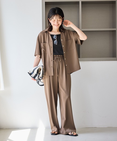 ROPE' PICNIC（ロペピクニック）の「【ちゃんと+かわいい保証】ジョグイージーワイドパンツ/UVケア・防シワ・セットアップ対応（その他パンツ・レディース・サックスブルー/ベージュ/ブラック/ネイビー/ブラウン・M/S/L）」の13枚目の写真