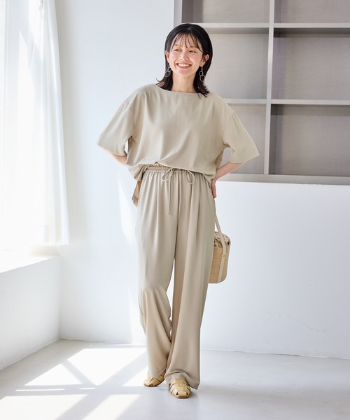 ROPE' PICNIC（ロペピクニック）の「【ちゃんと+かわいい保証】ジョグイージーワイドパンツ/UVケア・防シワ・セットアップ対応（その他パンツ・レディース・サックスブルー/ベージュ/ブラック/ネイビー/ブラウン・M/S/L）」の11枚目の写真