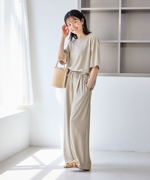 ROPE' PICNIC（ロペピクニック）の「【ちゃんと+かわいい保証】ジョグイージーワイドパンツ/UVケア・防シワ・セットアップ対応（その他パンツ・レディース・サックスブルー/ベージュ/ブラック/ネイビー/ブラウン・M/S/L）」の6枚目の写真