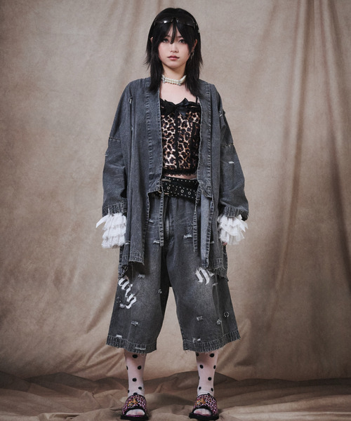 GALFY(ガルフィー)の「『GALFY/ガルフィー』バチバチピアス甚平(浴衣・レディース・グレー/ブラック・XL/L)」の11枚目の写真