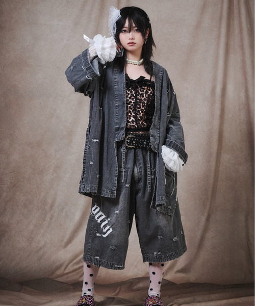 GALFY(ガルフィー)の「『GALFY/ガルフィー』バチバチピアス甚平(浴衣・レディース・グレー/ブラック・XL/L)」の12枚目の写真