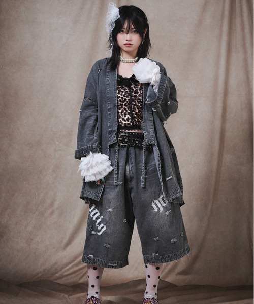GALFY(ガルフィー)の「『GALFY/ガルフィー』バチバチピアス甚平(浴衣・レディース・グレー/ブラック・XL/L)」の13枚目の写真