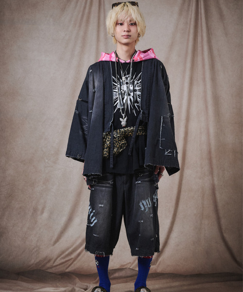 GALFY(ガルフィー)の「『GALFY/ガルフィー』バチバチピアス甚平(浴衣・レディース・グレー/ブラック・XL/L)」の7枚目の写真