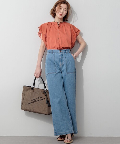 23区 L(ニジュウサンクオオキイサイズ)の「アキハコンビ ラッフルスリーブ カットソー(Tシャツ/カットソー・レディース・オールドローズ系/ブラック系/ベージュ系・44/46)」の7枚目の写真