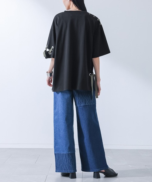 kOhAKU(コハク)の「【接触冷感】配色ハトメリボンカットソー(Tシャツ/カットソー・レディース・ブルー/ブラック・FREE)」の14枚目の写真