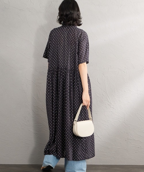 soil（ソイル）の「[SOIL/ソイル] ドットプリント コットンボイルバンドカラーシャツワンピース（ワンピース・レディース・ブラウン/ブラック・2）」の10枚目の写真