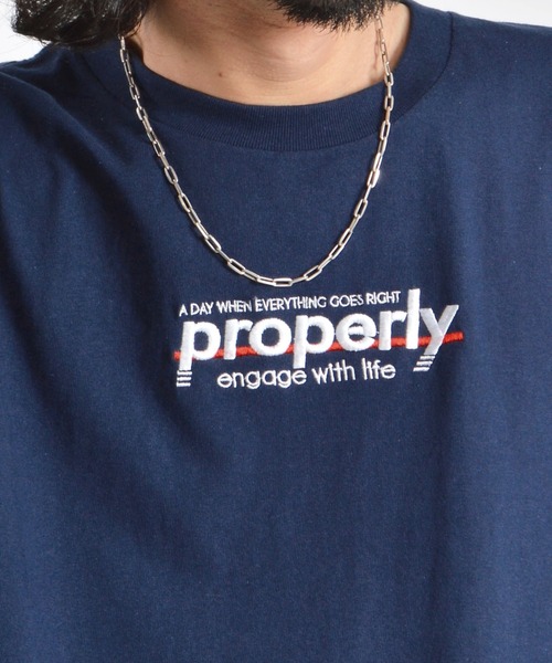 DOUBLE STEAL(ダブルスティール)の「properly刺繍Tシャツ(Tシャツ/カットソー・メンズ・ネイビー/ホワイト・X-LARGE/LARGE/MEDIUM)」の4枚目の写真