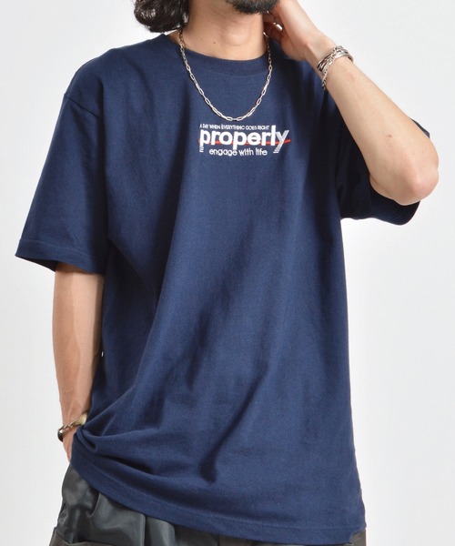 DOUBLE STEAL(ダブルスティール)の「properly刺繍Tシャツ(Tシャツ/カットソー・メンズ・ネイビー/ホワイト・X-LARGE/LARGE/MEDIUM)」の3枚目の写真
