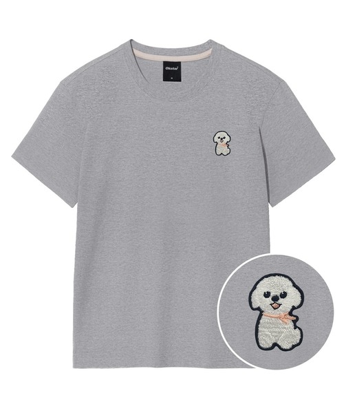 OKSTAR(オクスター)の「ポソム刺繍半袖(Tシャツ/カットソー・レディース・ネイビー/グレー/ライトグレー/ライトベージュ/ブラック/クリーム/ダークグレー/ホワイト/ダークブルー/カーキ/ダークグリーン・4XL/LARGE/X-LARGE/2XL/SMALL/MEDIUM/3XL)」の4枚目の写真