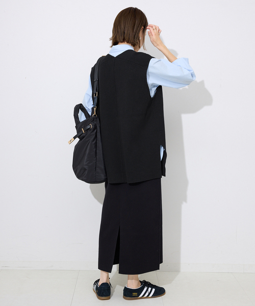 SLOBE IENA(スローブイエナ)の「《WEB限定/追加2》ダブルフェイスコットンニットベスト(ベスト・レディース・チャコールグレー/ブラック・FREE)」の16枚目の写真