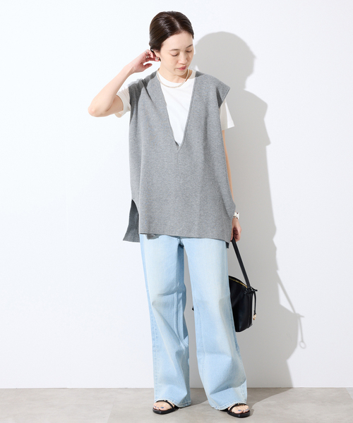 SLOBE IENA(スローブイエナ)の「《WEB限定/追加2》ダブルフェイスコットンニットベスト(ベスト・レディース・チャコールグレー/ブラック・FREE)」の22枚目の写真