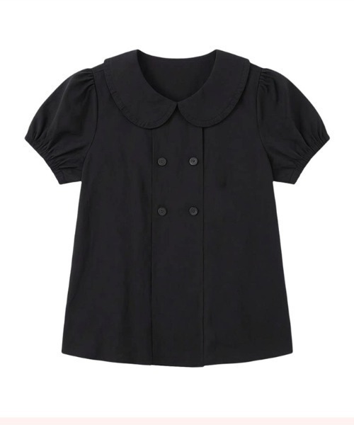 LUCPY(ラクピー)の「ビッグカラーパフスリーブブラウス(シャツ/ブラウス・レディース・ブラック/ホワイト・SMALL/X-LARGE/LARGE/MEDIUM)」の2枚目の写真