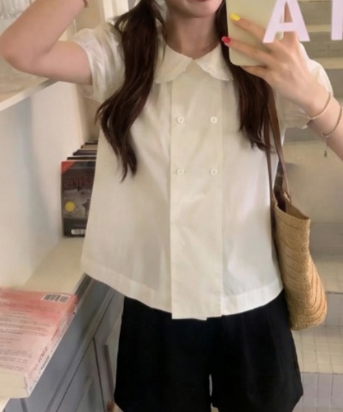 LUCPY(ラクピー)の「ビッグカラーパフスリーブブラウス(シャツ/ブラウス・レディース・ブラック/ホワイト・SMALL/X-LARGE/LARGE/MEDIUM)」の3枚目の写真