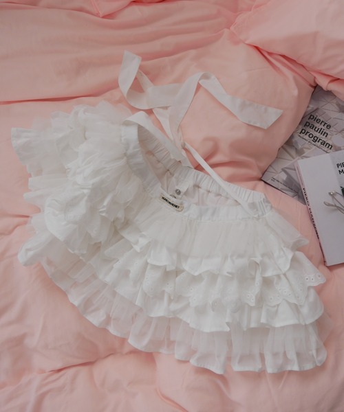 HONEY MI HONEY（ハニーミーハニー）の「tiered frill bag & mini skirt（スカート・レディース・ホワイト/ブラック/ピンク・FREE）」の2枚目の写真