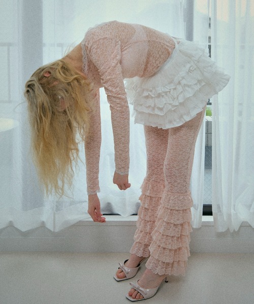 HONEY MI HONEY（ハニーミーハニー）の「tiered frill bag & mini skirt（スカート・レディース・ホワイト/ブラック/ピンク・FREE）」の6枚目の写真