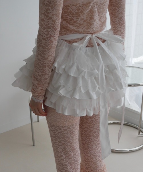 HONEY MI HONEY（ハニーミーハニー）の「tiered frill bag & mini skirt（スカート・レディース・ホワイト/ブラック/ピンク・FREE）」の7枚目の写真