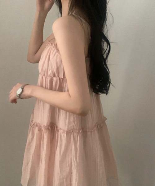 Ritzy(リッツィー)の「シフォンキャミソール・ティアードワンピース(ワンピース・レディース・ピンク/オフホワイト・FREE)」の8枚目の写真