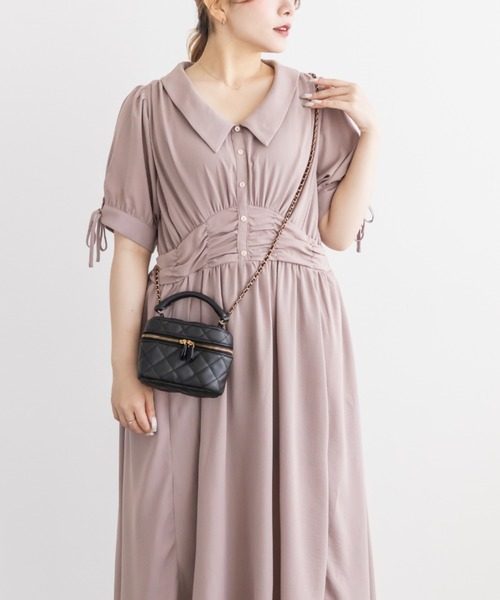 CLETTE(クレット)の「襟付きウエストシャーリングワンピース(ワンピース・レディース・ネイビー/サックスブルー/ピンクベージュ・LL/3L/4L)」の11枚目の写真