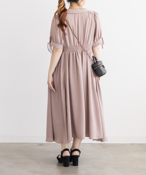CLETTE(クレット)の「襟付きウエストシャーリングワンピース(ワンピース・レディース・ネイビー/サックスブルー/ピンクベージュ・LL/3L/4L)」の14枚目の写真