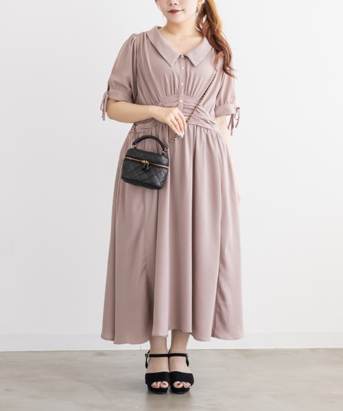 CLETTE(クレット)の「襟付きウエストシャーリングワンピース(ワンピース・レディース・ネイビー/サックスブルー/ピンクベージュ・LL/3L/4L)」の12枚目の写真