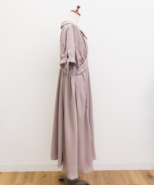 CLETTE(クレット)の「襟付きウエストシャーリングワンピース(ワンピース・レディース・ネイビー/サックスブルー/ピンクベージュ・LL/3L/4L)」の16枚目の写真