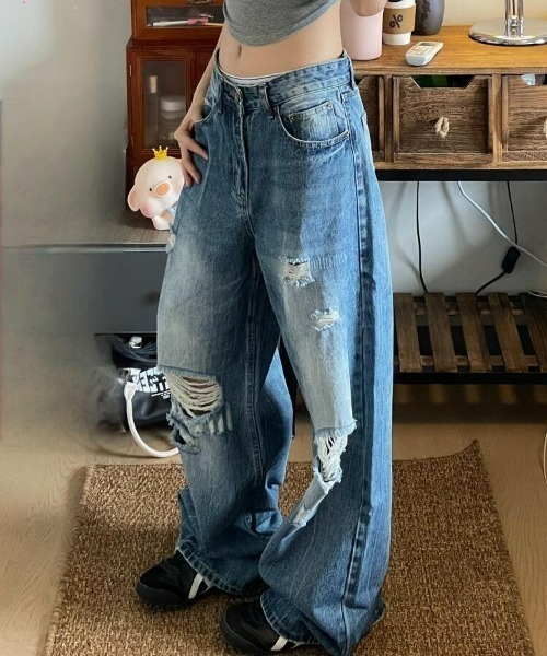 REBALANCE(リバランス)の「レディースダメージデニム(デニムパンツ・レディース・A・X-LARGE/LARGE/MEDIUM)」の8枚目の写真