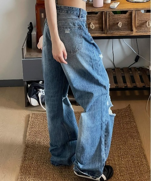 REBALANCE(リバランス)の「レディースダメージデニム(デニムパンツ・レディース・A・X-LARGE/LARGE/MEDIUM)」の6枚目の写真