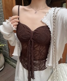 【春夏新作／3色展開】カップ付きレース紐キャミソール