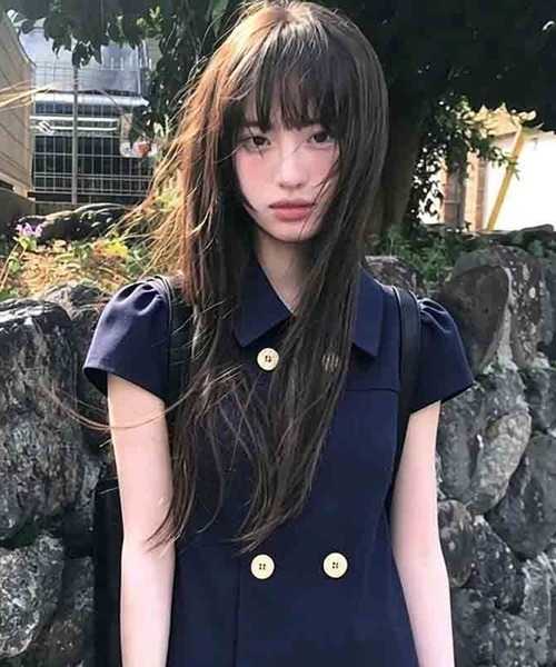 AsheKsha(アシクシャ)の「ネイビー ダブルブレストのドールカラーショート半袖トップス(シャツ/ブラウス・レディース・ネイビー・M)」の18枚目の写真