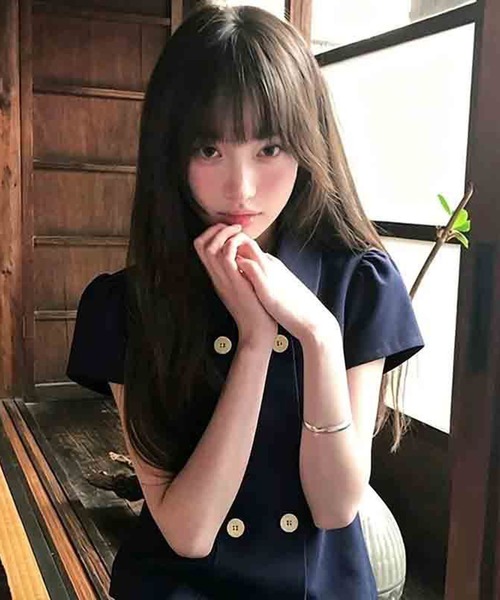 AsheKsha(アシクシャ)の「ネイビー ダブルブレストのドールカラーショート半袖トップス(シャツ/ブラウス・レディース・ネイビー・M)」の20枚目の写真