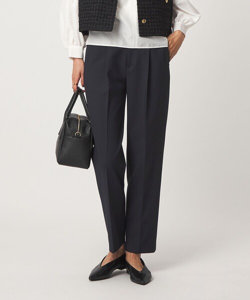 green label relaxing（グリーンレーベルリラクシング）の「［size SHORT/TALLあり］ライト ダブルクロス テーパード パンツ（スラックス・レディース・ブラック/グレー/ベージュ/ネイビー・36/38/SHORT/40/34/42/44/46/TALL）」の4枚目の写真