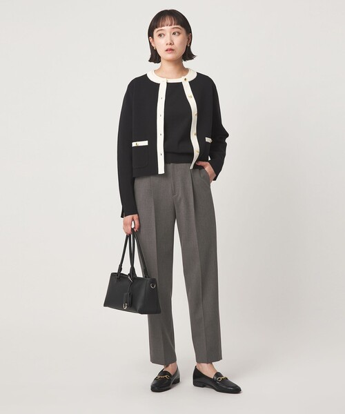 green label relaxing（グリーンレーベルリラクシング）の「［size SHORT/TALLあり］ライト ダブルクロス テーパード パンツ（スラックス・レディース・ブラック/グレー/ベージュ/ネイビー・36/38/SHORT/40/34/42/44/46/TALL）」の7枚目の写真