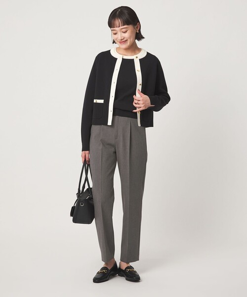 green label relaxing（グリーンレーベルリラクシング）の「［size SHORT/TALLあり］ライト ダブルクロス テーパード パンツ（スラックス・レディース・ブラック/グレー/ベージュ/ネイビー・36/38/SHORT/40/34/42/44/46/TALL）」の8枚目の写真