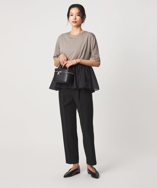 green label relaxing（グリーンレーベルリラクシング）の「［size SHORT/TALLあり］ライト ダブルクロス テーパード パンツ（スラックス・レディース・ブラック/グレー/ベージュ/ネイビー・36/38/SHORT/40/34/42/44/46/TALL）」の21枚目の写真