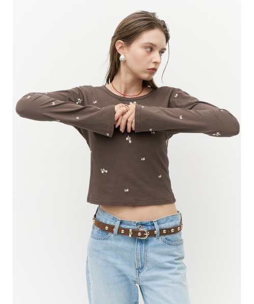 Lutim by u(ルチバイユー)の「ミュートフラワー刺繍バックリボントップス(Tシャツ/カットソー・レディース・ベージュ/ブラック/ブラウン・FREE)」の14枚目の写真