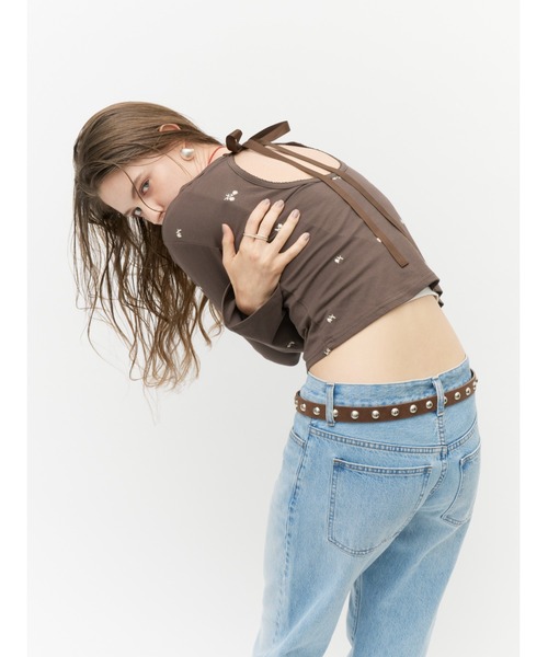 Lutim by u(ルチバイユー)の「ミュートフラワー刺繍バックリボントップス(Tシャツ/カットソー・レディース・ベージュ/ブラック/ブラウン・FREE)」の21枚目の写真