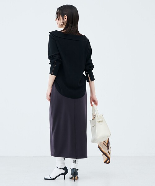 NOLLEY’S Sophi（ノーリーズソフィ）の「ウォッシャブルロールカラージョーゼットブラウス（シャツ/ブラウス・レディース・オフホワイト/サックスブルー/ブラック・36/38）」の4枚目の写真