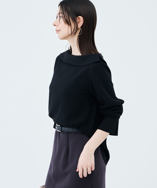 NOLLEY’S Sophi（ノーリーズソフィ）の「ウォッシャブルロールカラージョーゼットブラウス（シャツ/ブラウス・レディース・オフホワイト/サックスブルー/ブラック・36/38）」の10枚目の写真