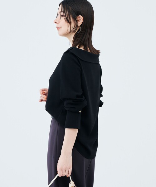 NOLLEY’S Sophi（ノーリーズソフィ）の「ウォッシャブルロールカラージョーゼットブラウス（シャツ/ブラウス・レディース・オフホワイト/サックスブルー/ブラック・36/38）」の11枚目の写真