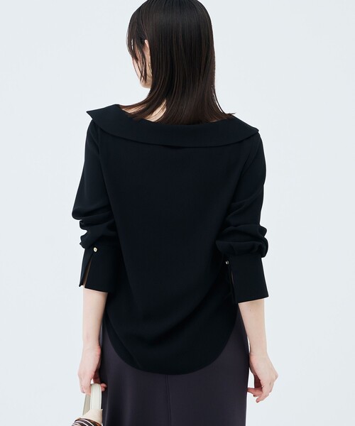 NOLLEY’S Sophi（ノーリーズソフィ）の「ウォッシャブルロールカラージョーゼットブラウス（シャツ/ブラウス・レディース・オフホワイト/サックスブルー/ブラック・36/38）」の12枚目の写真