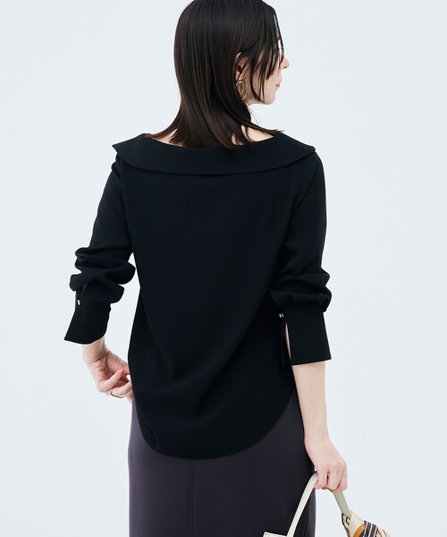 NOLLEY’S Sophi（ノーリーズソフィ）の「ウォッシャブルロールカラージョーゼットブラウス（シャツ/ブラウス・レディース・オフホワイト/サックスブルー/ブラック・36/38）」の14枚目の写真