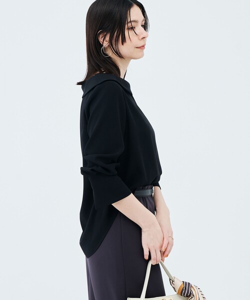 NOLLEY’S Sophi（ノーリーズソフィ）の「ウォッシャブルロールカラージョーゼットブラウス（シャツ/ブラウス・レディース・オフホワイト/サックスブルー/ブラック・36/38）」の15枚目の写真