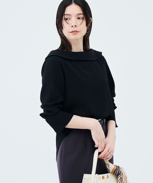 NOLLEY’S Sophi（ノーリーズソフィ）の「ウォッシャブルロールカラージョーゼットブラウス（シャツ/ブラウス・レディース・オフホワイト/サックスブルー/ブラック・36/38）」の16枚目の写真
