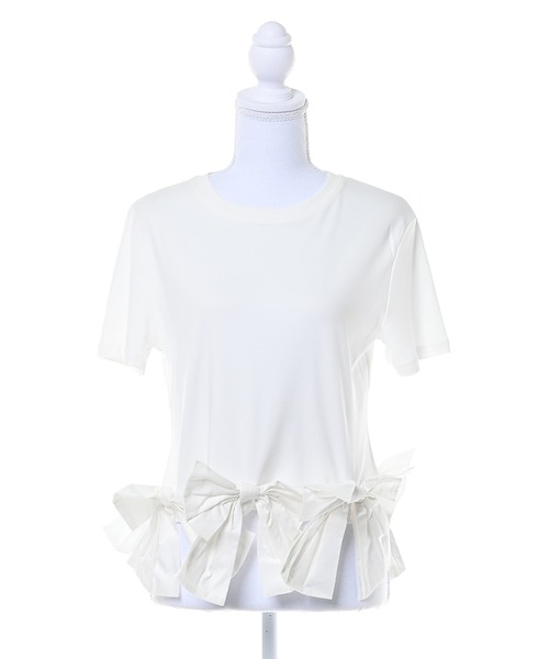 Narcissus(ナルシス)の「【Narcissus】スソリボンTシャツ / 半袖 カットソー(Tシャツ/カットソー・レディース・ホワイト/ブラック/ピンク・FREE)」の2枚目の写真