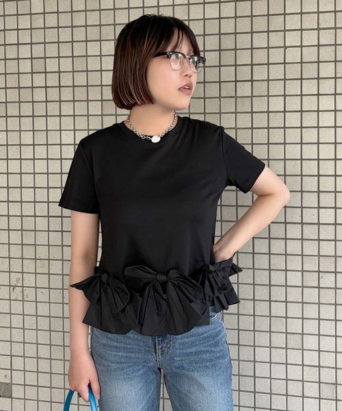 Narcissus(ナルシス)の「【Narcissus】スソリボンTシャツ / 半袖 カットソー(Tシャツ/カットソー・レディース・ホワイト/ブラック/ピンク・FREE)」の18枚目の写真