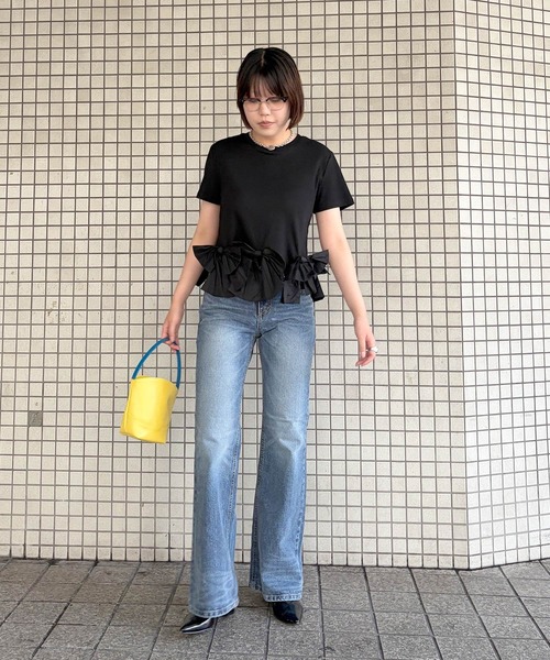 Narcissus(ナルシス)の「【Narcissus】スソリボンTシャツ / 半袖 カットソー(Tシャツ/カットソー・レディース・ホワイト/ブラック/ピンク・FREE)」の19枚目の写真