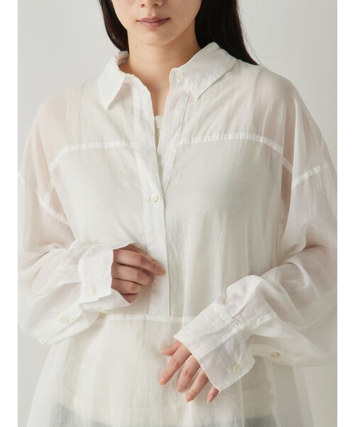MidiUmi（ミディウミ）の「MidiUmi シアースキッパーチュニック（ワンピース・レディース・ブラウン/ブラック/オフホワイト・FREE）」の4枚目の写真